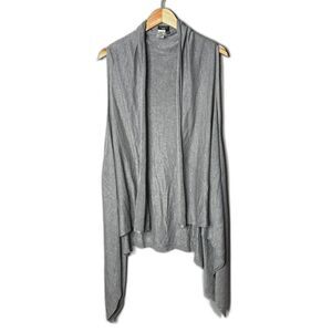 Talbots open front sleeveless shrug vest Cardigan Gray L/XL